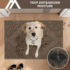 COSY HOMEER Door Mat 32”x48”,Absorbent Dirt Trapper Entryway Rugs,Non-Slip Welcome Mat,Washable Entry Rugs,Low Pile Doormat for Front Back Door,Wet Shoes & Paws,Brown