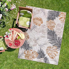 CAMILSON Indoor Outdoor Rug, Yellow 6’x9’ Leaf Tropical Botanical Area Rugs for Indoor and Outdoor patios, Easy-Cleaning Non-Shedding Living Room, Garden and Kitchen Washable Outside Carpet (6x9)