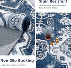 VK VK·LIVING Machine Washable Rug 5'x7' Vintage Design Washable Area Rugs with Non Slip Rugs for Living Room Bedroom Traditional Woven Carpet Stain Resistant Home Decor Office Boho Rug (Navy)