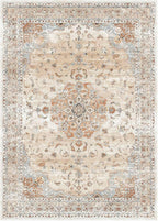 HUGEAR Machine Washable Area Rugs 5x7 Vintage Orange Living Room Bedroom Rug Neutral Style Non Slip Stain Resistant Low Pile Throw Carpet for Home Retro Aesthetic Modern Decor