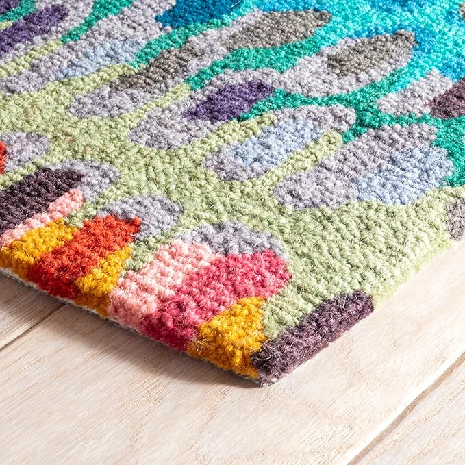 Dash & Albert Paint Chip Stone Hand Micro Hooked Wool Rug, 8.5 X 11.5 Feet, Multicolored Geometric Pattern