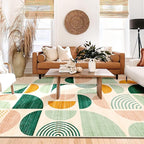 MUJOO Green Rug Boho Washable,6x9 Area Rugs for Living Room Bedroom Dining Room,Large Throw Floor Carpet Non Slip Soft Modern Abstract Sage Green