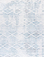 SAFAVIEH Area Rug 8x10 - Tulum Collection - Large - Ivory & Turquoise, Moroccan Boho Tribal Design, Non-Shedding & Easy to Clean, Ideal for Living Room, Bedroom, Dining Space (TUL272E)