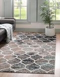 Rugs.com Lattice Frieze Collection Rug – 10' x 14' Blue Multi Medium Rug Perfect for Living Rooms, Large Dining Rooms, Open Floorplans