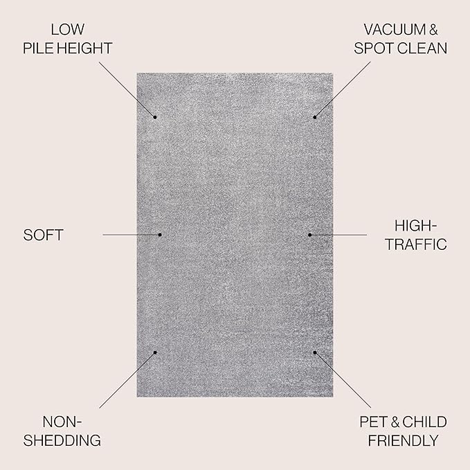 JONATHAN Y Haze Solid Low-Pile Gray Indoor Area Rug 10x14, Coastal,Bohemian,Minimalist,Classic, Easy-Cleaning for Living Room,Bedroom,Kitchen,Pet Friendly,Non-Shedding (SEU100A-14)