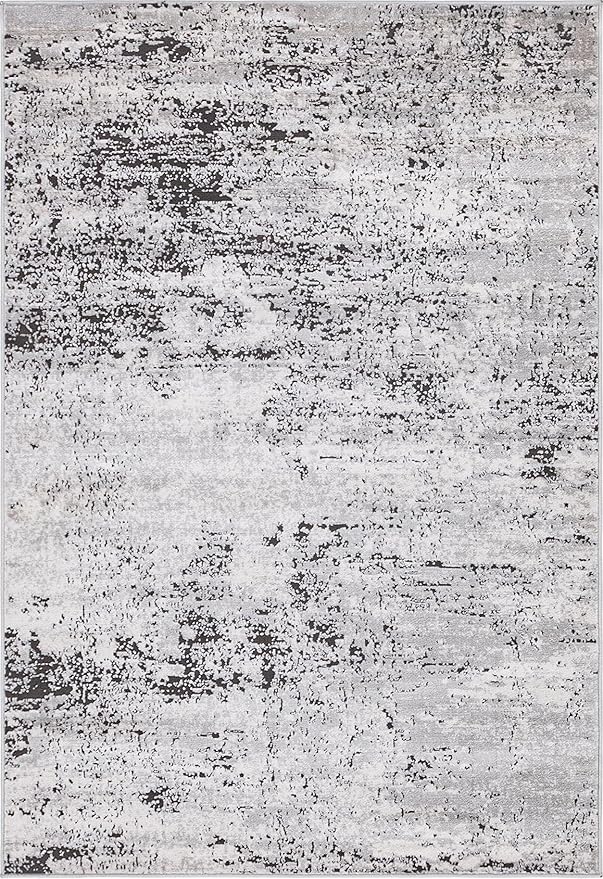 Rugs.com Leipzig Collection Area Rug – 4X6 Grey Low-Pile Rug Perfect for Entryways, Kitchens, Breakfast Nooks, Accent Pieces