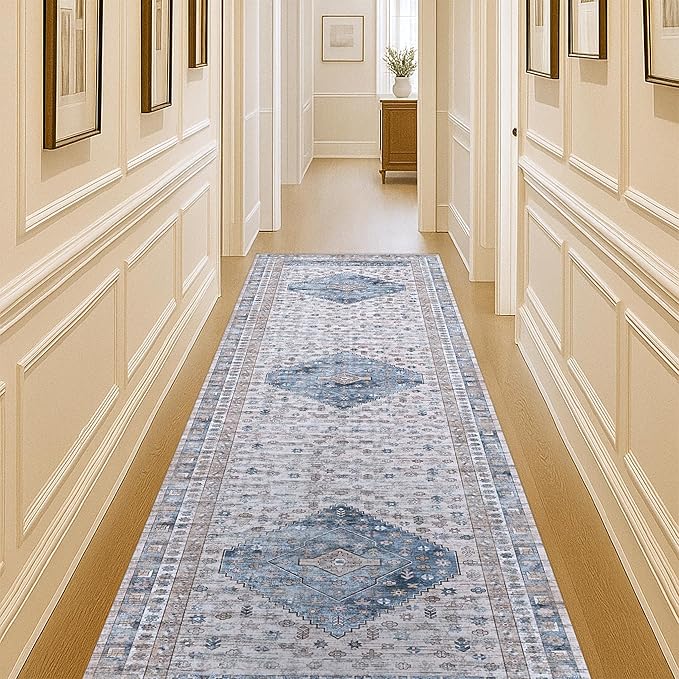 Washable Area Rug. Modern Farmhouse. Vintage. Turkish. Bohemian. Distressed. Oriental. Traditional. Rugs for Living Room. Dining. Bedroom. Office. Entryway. Foyer. (859NC, 2'5" x 6'5")