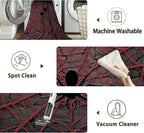 Red Spider Cool Washable Living Room Area Rug, Low Profile Abstract Pattern, 3x5 Non-Slip Backing Carpet for Kitchen, Bedroom, Dining Room