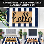 KOZYFLY Striped Outdoor Rug 27.5x43 Inches Front Door Rug Navy and White Woven Cotton Washable Outdoor Doormats Outdoor Entrance Mat for Front Door Entryway Patio Front Porch