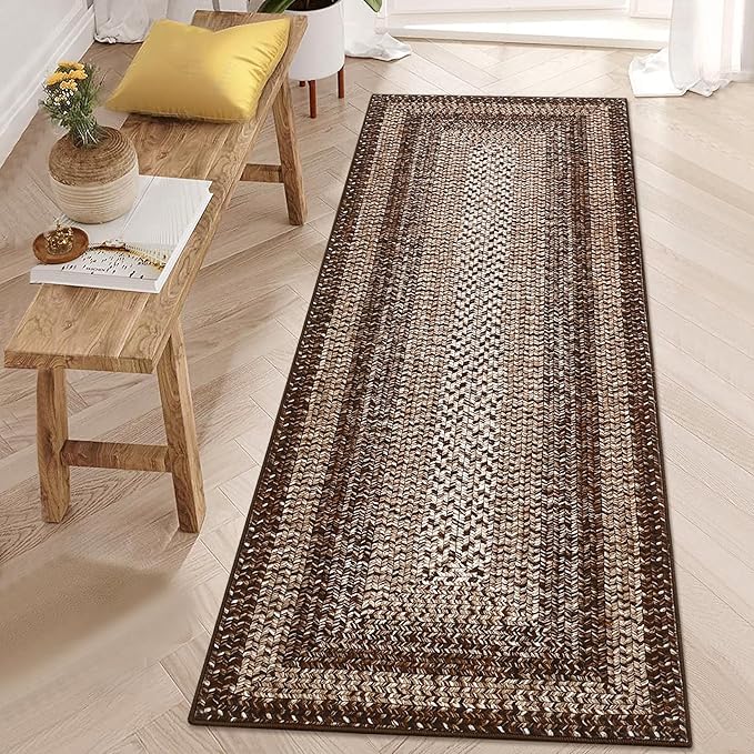RUGSREAL Hallway Runner Rug 2.5x10 Long Kitchen Runner Rug with Rubber Backing Low Pile Stain Resistant Entryway Carpet Washable Modern Solid Color Mat for Living Room Bedroom, Dark Grey
