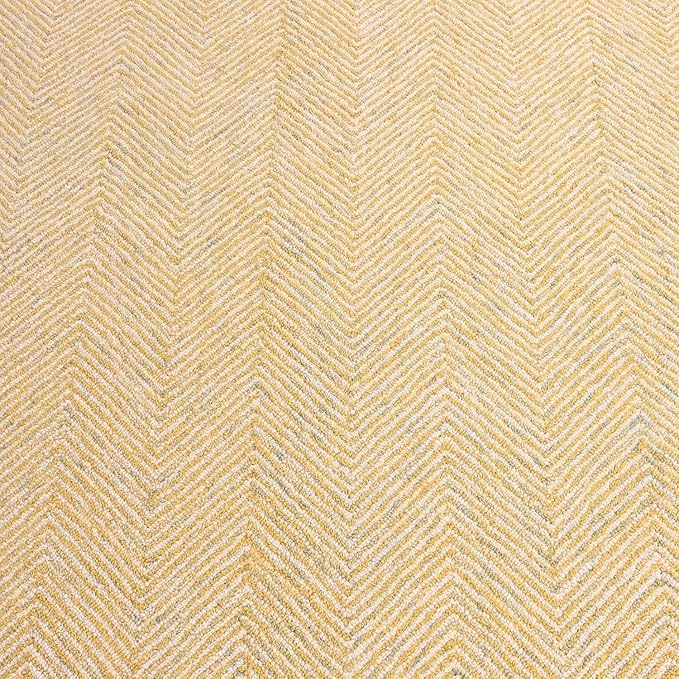 Modern Herringbone Chevron Collection Handcrafted Wool Area Rug - Durable, Zigzag Pattern, for High Traffic, Contemporary Design for Living Room, Bedroom, Dining Room Decor (Butter Yellow, 3' x 5')