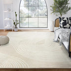 Abani Nuevo Collection Area Rug - Transitional Beige/Cream Design -4'x6' - Easy to Clean - Durable for Kids and Pets - Non-Shedding - Medium Pile - Soft Feel - for Living Room, Bedroom & Office