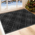 COSY HOMEER Plaid Door Mat 24" x 36",Dirt Trapper Entryway Rugs,Non-Slip Washable Farmhouse Doormat,Low Profile Welcome Mats for Paws Dark Grey