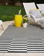 Unique Loom Outdoor Striped Collection Area Rug - Striped (2' x 3' 1" Rectangle Charcoal/Ivory)