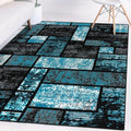 LUXE WEAVERS Modern Geometric Squares Turquoise 4x5 Area Rug for Living Room