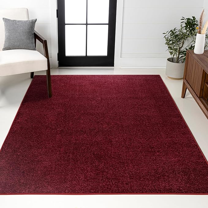 JONATHAN Y Haze Solid Low-Pile Dark Red Indoor Area Rug 9x12, Coastal,Bohemian,Minimalist,Classic, Easy-Cleaning for Living Room,Bedroom,Kitchen,Pet Friendly,Non-Shedding (SEU100Q-9)