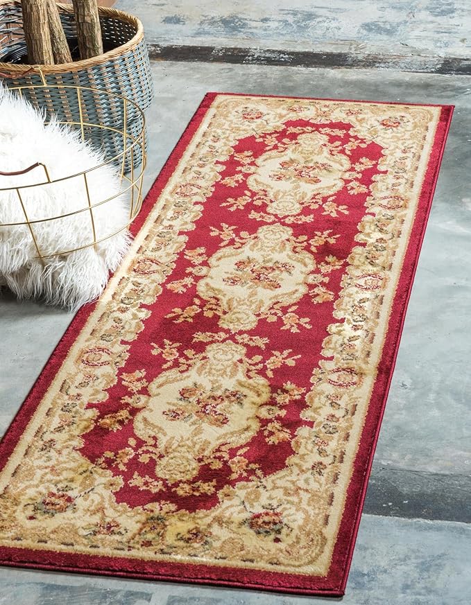 Rugs.com Chateau Collection Rug – 3' x 16' 5 Runner Red Medium Rug Perfect for Hallways, Entryways