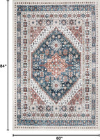 zesthome 5x7 Area Rugs - Ultra-Thin Washble Rug, Stain Resistant Anti Slip Backing Rugs for Living Room,Bedroom, Vintage Home Decor Area Rug (Navy Blue/Red,5'x7')