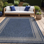Beverly Rug Outdoor Rug 6x9 Modern Bordered Area Rugs for Indoor and Outdoor Patio Deck Porch Garden Waterproof Weather Sun Resistant Washable Outside Carpet (6 x 9 Navy)