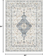 Washable Vintage Area Rug 5x7 - Soft Traditional Farmhouse Ultra-Thin Rug for Living Room, Bedroom, Dining Room and Home Office - Distressed Oriental Reto Indoor Floor Carpet Rug…