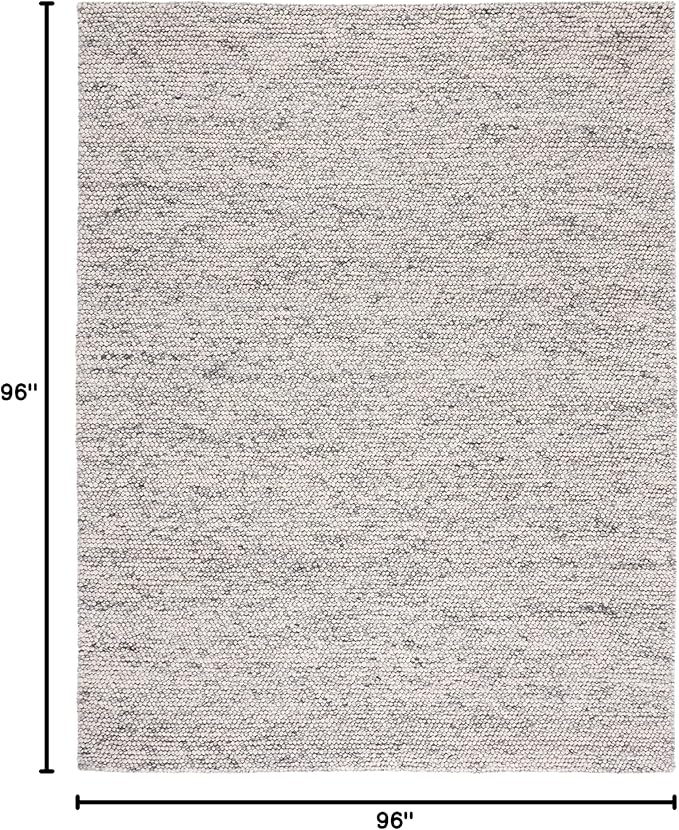 SAFAVIEH Natura Collection Area Rug - 8' Square, Light Grey & Ivory, Handmade Wool Blend, Textured Design, Ideal for Living Room, Bedroom, Dining Space (NAT620G)
