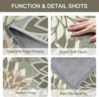 3x5 Washable Rug for Living Room Tropical Botanical Modern Floral Chenille Area Rugs Low Pile Non Slip Carpet for Patio, Bedroom, Laundry, Taupe