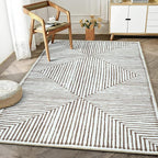 Bloom Rugs Washable Non-Slip 5' x 7' Rug - Brown Striped Area Rug for Living Room, Bedroom, Dining Room, and Kitchen - Exact Size: 5' x 7'