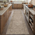 HUGEAR Washable Hallway 2x8 Runner Rugs Retro Brown Vintage Distressed Non Slip Stain Resistant Low Pile Neutral Throw Carpet for Bedside Kitchen Entryway Home Decor