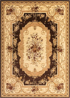 Rugs.com Chateau Collection Rug – 7' 10 x 11' Brown Medium Rug Perfect for Living Rooms, Large Dining Rooms, Open Floorplans