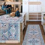 Washable Area Rug, Modern Farmhouse, Vintage, Turkish, Bohemian, Distressed, Oriental, Traditional, Rugs for Living Room, Dining, Bedroom, Office, Entryway, Foyer, (861NT, 2' x 3')