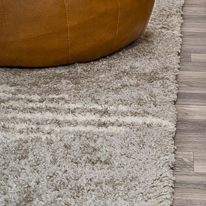 JONATHAN Y Elm Diamond Stripe Shag Gray/Ivory Runner Rug, 2x8, Geometric, Bohemian, Contemporary, Easy-Cleaning for Living Room, Bedroom, Kitchen, Pet Friendly, Non-Shedding (MOH408B-28)
