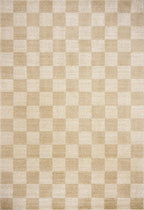 Loloi Chris Loves Julia Calvin Collection CLV-01 Wheat/Ivory 2'-7" x 10'-0" Runner Rug Checkered Neutral Soft Living Room Bedroom Carpet