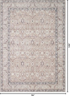 Kuden 8x10 Large Area Rug, Machine Washable Area Rug with Non-Slip Backing, Vintage Style, Soft, Easy Clean, Low Pile Rug for Living Room, Bedroom, Dining Room