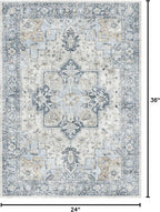 GENIMO Area Rug 2x3 Doormat, Machine Washable Low Pile Vintage Rugs, Small Lightweight Rug Entryway Indoor Mat for Entrance, Hallway, Kitchen and Corridor, Blue