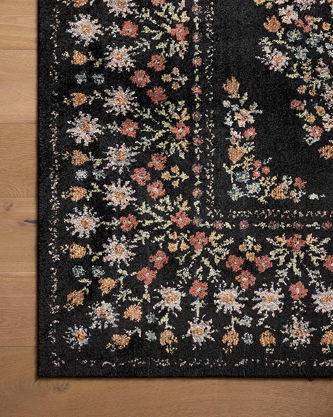 Loloi Rifle Paper Co. Laurel Collection LAU-02 Black 2'-8" x 4' Accent Rug