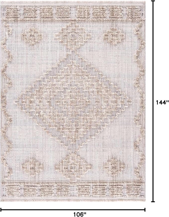 Hauteloom Ampusungan Living Room, Bedroom Area Rug - Farmhouse - Charcoal,Cream,Peach - 8'10" x 12'