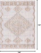 Hauteloom Ampusungan Living Room, Bedroom Area Rug - Farmhouse - Charcoal,Cream,Peach - 8'10" x 12'