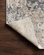 Loloi Teagan Collection TEA-07 Natural/Denim 6'-7" x 9'-2" Area Rug, Large, Soft Neutral Rug, High-Traffic for Living Room, Bedroom, Home Office, Dining Area