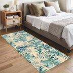 Tropical Palm Leaf Runner Rug 2.6x10 ft - Green Plant Pattern Non-Slip Rug, Stain Resistant Easy Clean for Hallway, Living Room, Bedroom Floor Mat