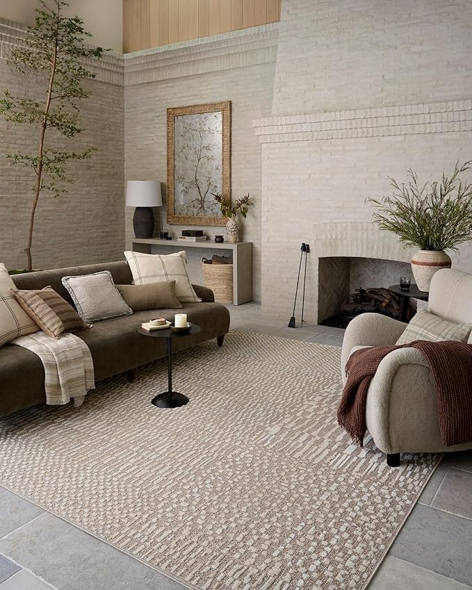 Loloi Amber Lewis Bexley Collection BEX-01 Natural/Birch 6'-6" x 9'-3" Area Rug Neutral, Textured, Living, Bedroom, Dining, Carpet
