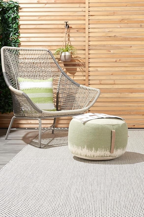 Nourison Home Courtyard Ivory Charcoal 8' x 10' Area Rug - Easy Clean, Non Shedding, Bed Room, Living Room, Dining Room, Kitchen (8' x 10')