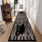 Rustic Cabin Runner Rug, 3.3x10ft, Vintage Lodge Wood Grain Wild Animal Black Bear Print Long Hallway Rug, Non-Slip Washable Carpet with Rubber Backing for Hallway Walkway Entry Foyer