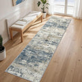 GENIMO Runner Rug Non Slip 2'6"x7', Washable Rug Runner for Hallways Kitchen, Abstract Modern Kitchen Rugs, Low Pile Lightweight Carpet Runners for Entryway, Bedroom, Laundry, Navy Blue