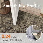 HUGEAR 2x6 Runner Rug Hallway Machine Washable Retro Brown Vintage Floral Low Pile Carpet Distressed Long Throw Rug Bedroom Office Bathroom Kitchen Laundry Non Slip Soft Lightweight