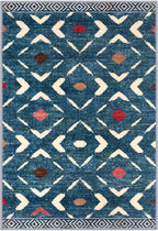 KILOCOCO Living Room Rug 5x7 Area Rug Printed Boho Washable Bedroom Rugs Non Slip Soft Large Moroccan Rubber Backed Indoor Rugs for Dining Room Office Farmhouse Geometric Carpet, Teal/Blue