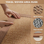 Washable Area Rug 6x9 Large Jute Like Rug for Living Room, Soft Non Slip Rugs Carpet for Dining Room Bedroom Cotton Boho Woven Braided Rugs Home Office Decor, Brown