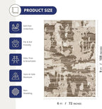 Abani Terra Area Rug for Living Room, Bedroom - Abstract Pattern - Brown Cream - 6' x 9' - Durable & Easy to Clean