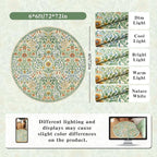 Round Rug 6ft Grass Green Washable Floral Circle Rug,Vintage Boho Botanical Round Area Rugs, Non-Slip Soft Low-Pile Circular Carpet for Bedroom,Kids Room,College Dorm,Home Decor