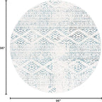 SAFAVIEH Tulum Collection Area Rug - 8' Round, Ivory & Turquoise, Moroccan Boho Tribal Design, Non-Shedding & Easy to Clean, Ideal for Living Room, Bedroom, Dining Space (TUL272E)