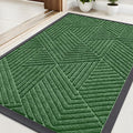Kitinjoy Front Door Mat Outside Entrance, Sturdy Natural Dirt Trapper, Heavy Duty Rubber Doormat, Low Profile Non-Slip Backing, Easy Clean Floor Mat for Indoor Outdoor Entry, 29.5X17 Inch, Green